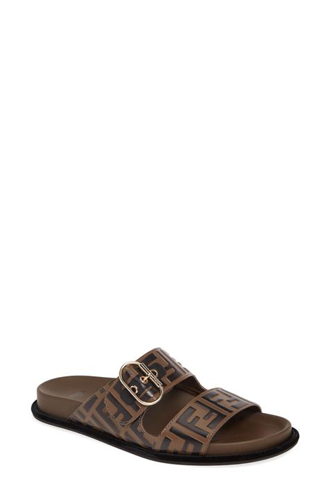 fendi ff logo buckle slide sandal|farfetch Fendi shoes.